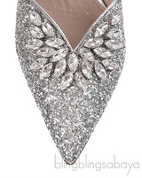 Miu Miu Brooch Silver Glitter Pump