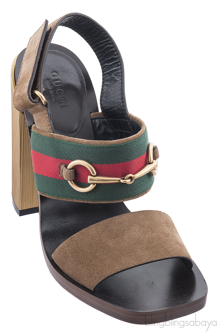 Suede Horsebit Heeled Sandal