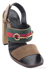 Suede Horsebit Heeled Sandal