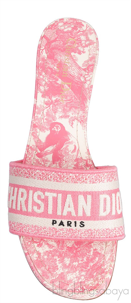Dway Pink Embroidered Heeled Slide