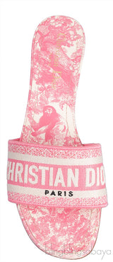 Dway Pink Embroidered Heeled Slide