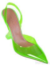AMINA MUADDI Holli 95 PVC Glass Green Slingback Pumps