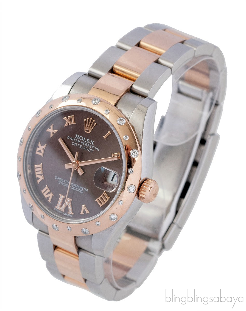 Datejust 31 Chocolate Brown Dial Set with Diamond Bezel
