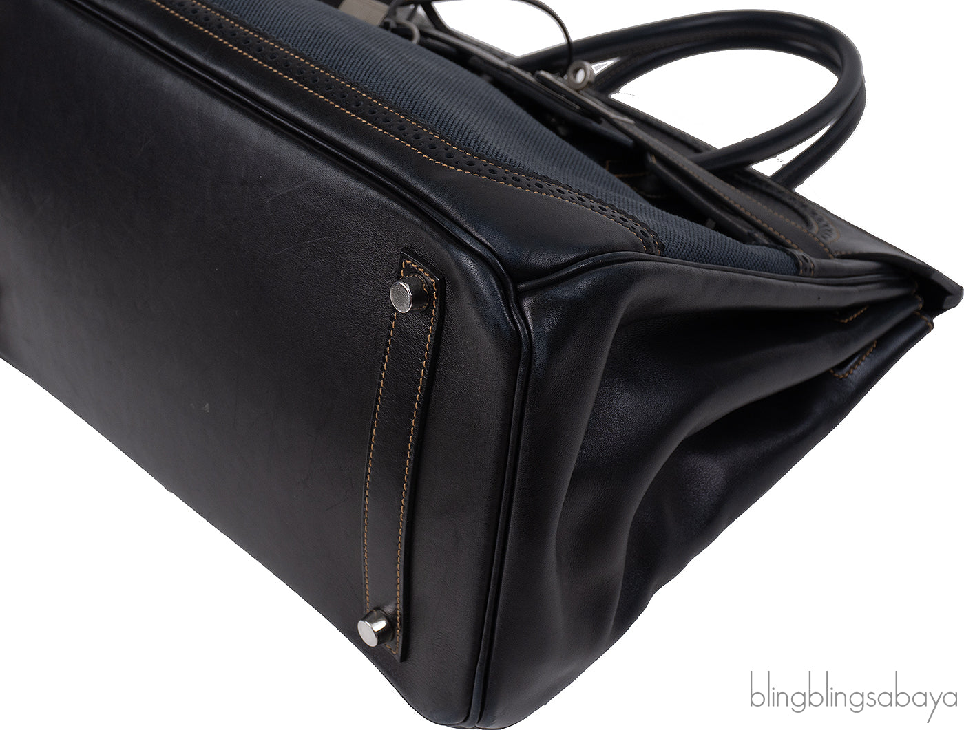 Hermès Birkin 35 Ghillies Noir Veau Evercolor Denim Fonce