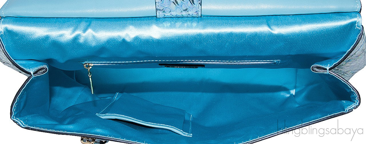 Miss Sicily Blue Watersnake Flap Bag