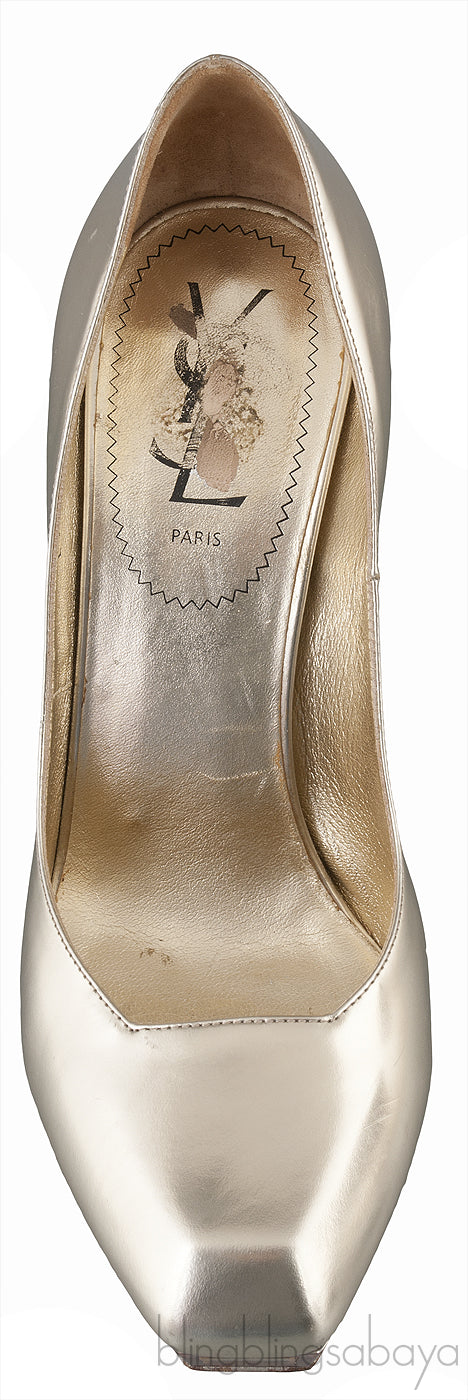 Gold Square Toe Mirrored Heels