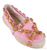 Pepita Pink Canvas Crystal Espadrille