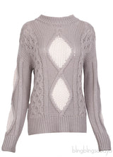 Grey & White Cable Knit Sweatshirt