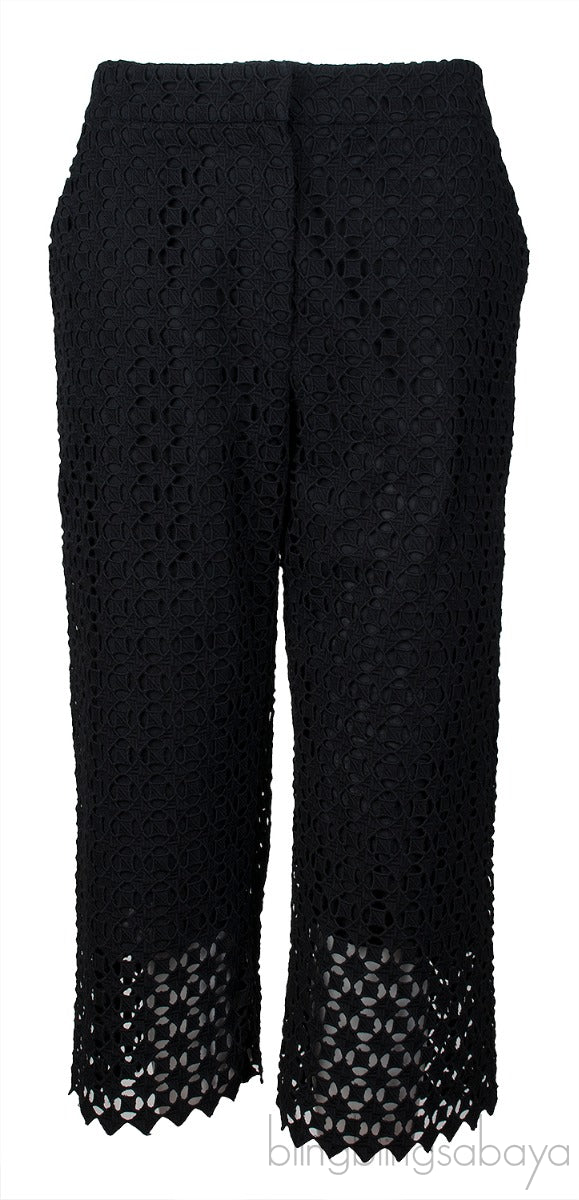 Perforated Black Top & Wide Leg Trouser