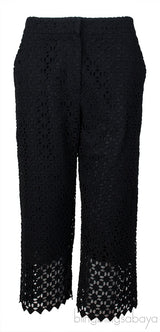 Perforated Black Top & Wide Leg Trouser
