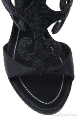 Black Swirl Strass Python Heels
