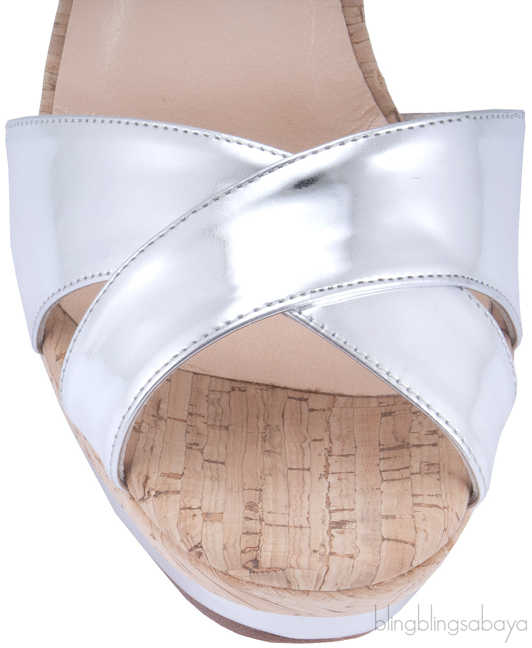 Lafalaise Silver Patent Cork Sandals