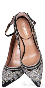 Aquazzura Black Embellished Jaipur Pumps
