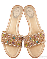 Gold Multicolor Crystal Sandals