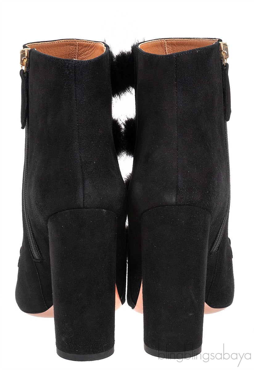 Ulyana Mink Pompom Suede Ankle Boots  39