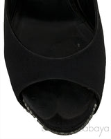 Black Slingback Peep Toe Sandals