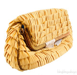Yellow Borderline Pleated Satin Clutch
