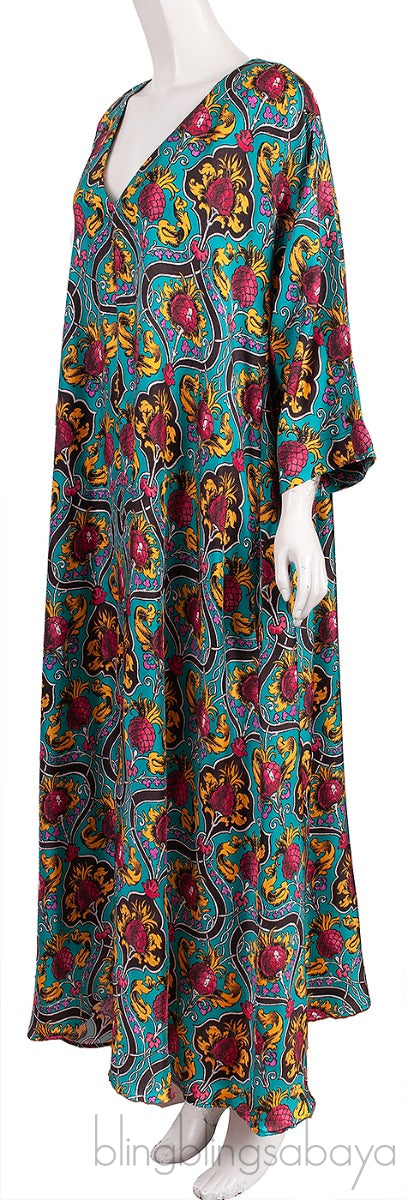 Muumuu Printed Silk Maxi Dress
