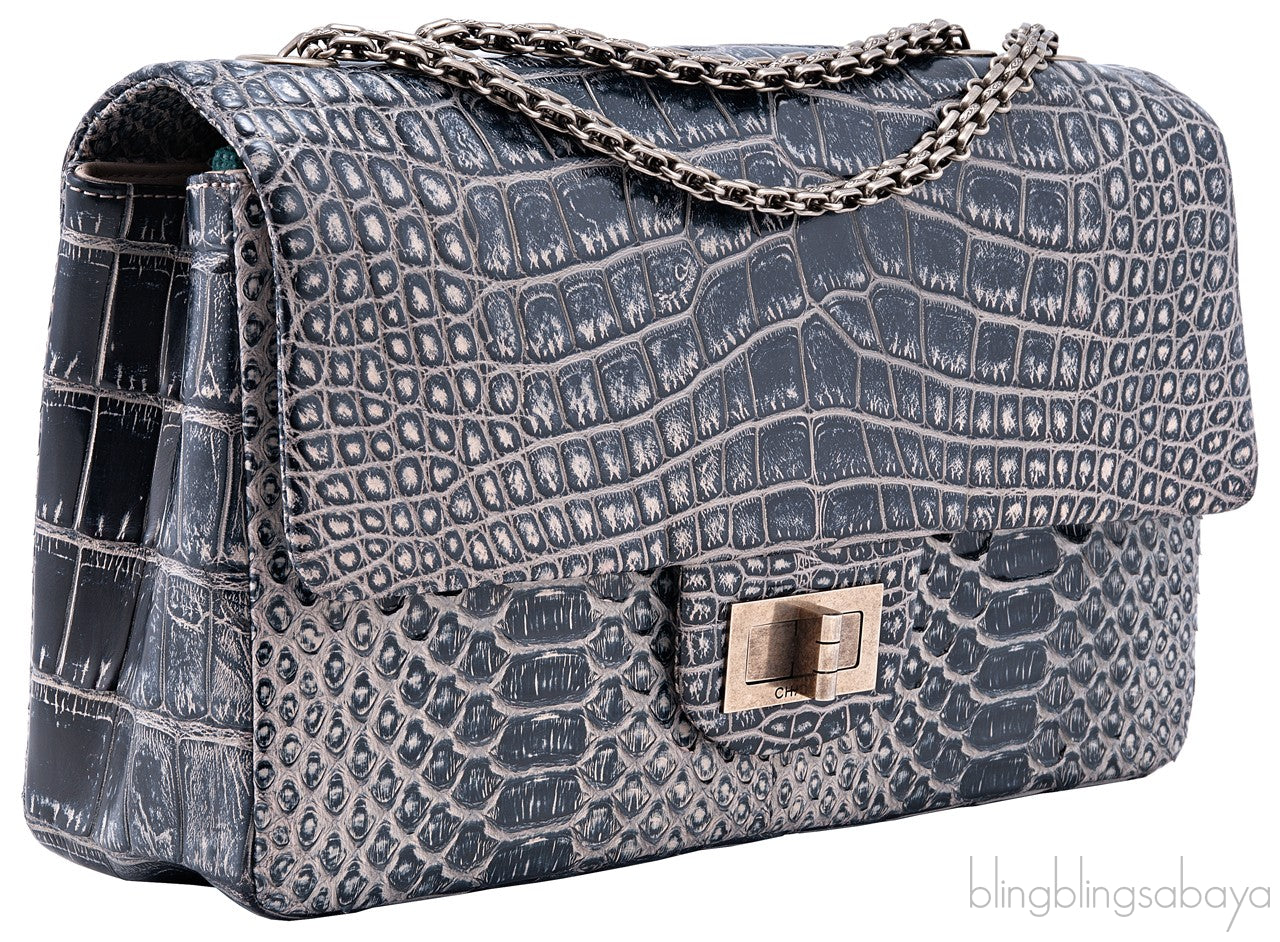 2.55 Reissue Alligator Grey Flap Bag