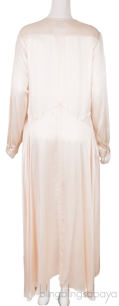 Beige Asymmetric Hem Satin Dress