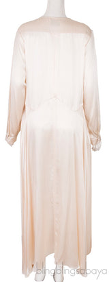 Beige Asymmetric Hem Satin Dress
