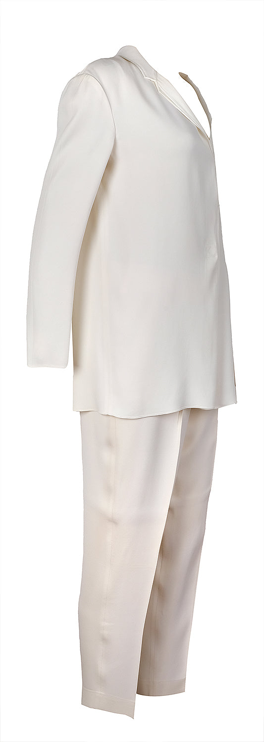 Lanvin Off-whte Long Sleeve Shirt & Belted Trouser