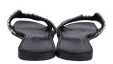 Hermes Black Satin and Crystal Sandals 39