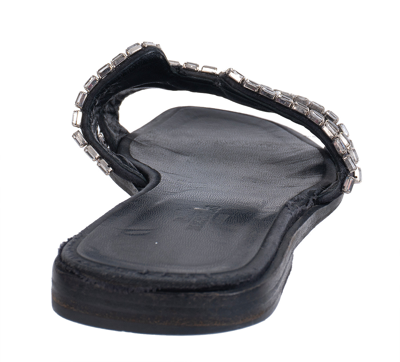 Hermes Black Satin and Crystal Sandals 39