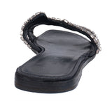 Hermes Black Satin and Crystal Sandals 39