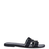 Hermes Black Satin and Crystal Sandals 39