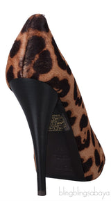 Leopard Pony Hair Peep Toe Pump