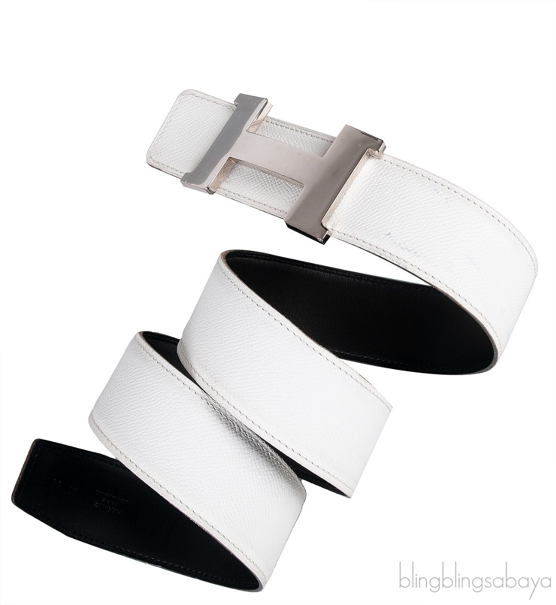 White Epsom \"H\" Reversible Belt