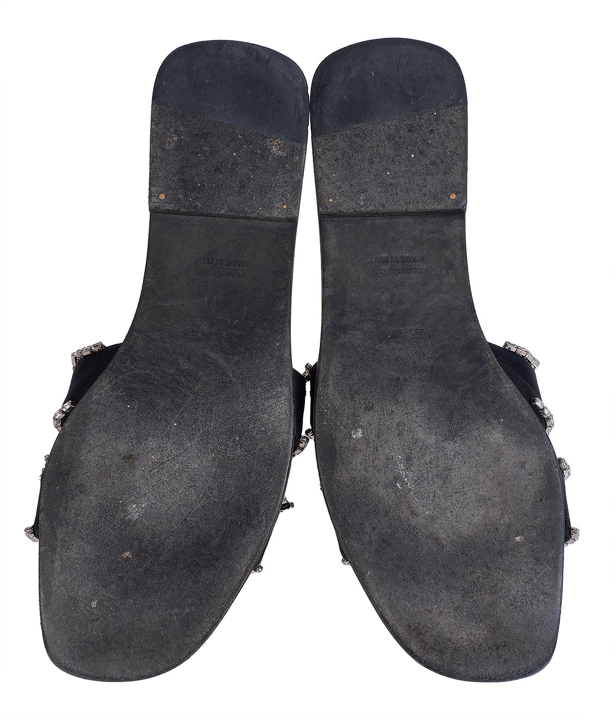 Hermes Black Satin and Crystal Sandals 39