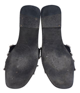 Hermes Black Satin and Crystal Sandals 39