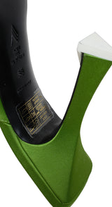 The Attico Green Pointed Satin Mule