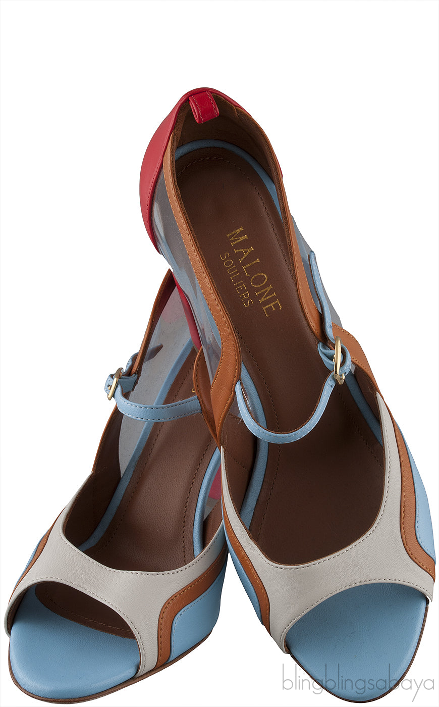 Multicolored PVC Peep Toe Heels