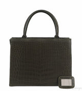 Moss Green Crocodile Top Handle Bag