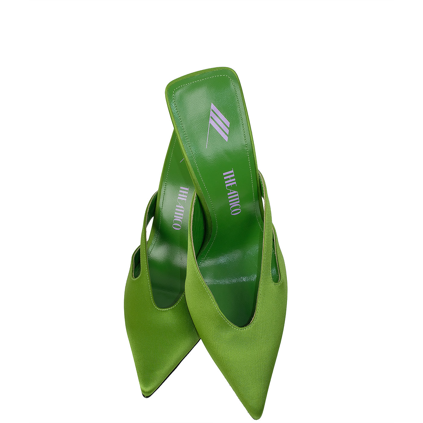 The Attico Green Pointed Satin Mule