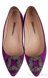 Blahnik Purple Satin Hangisi Flat Shoes