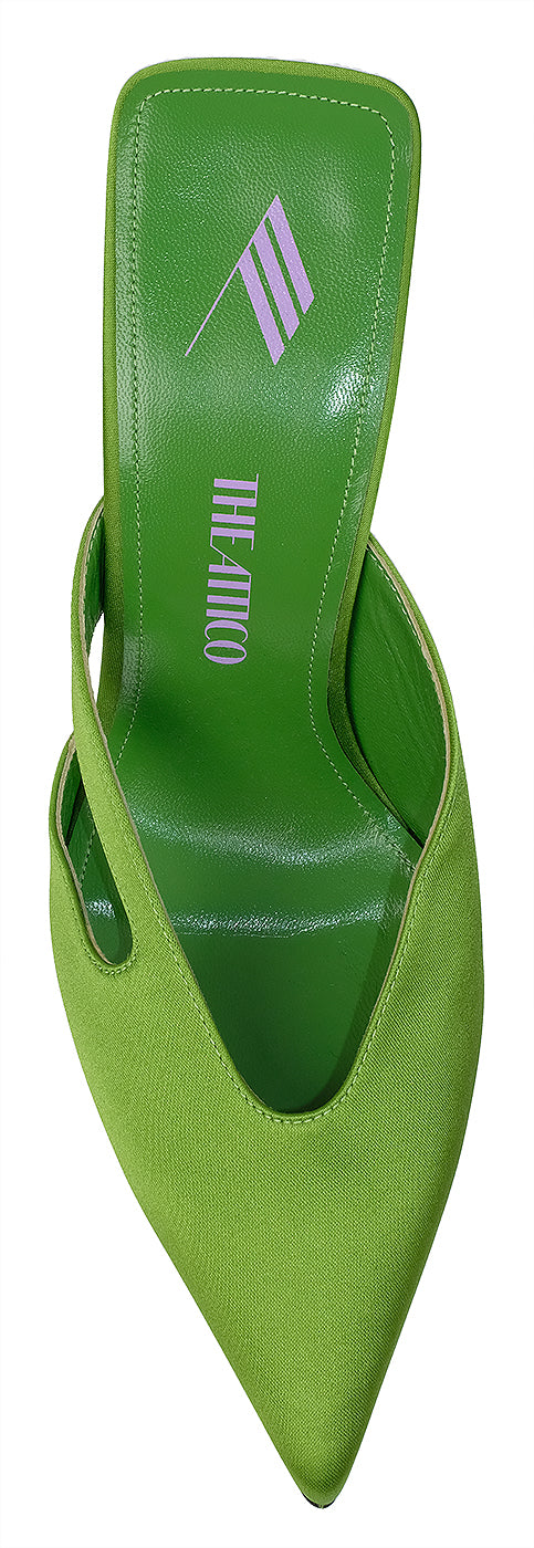 The Attico Green Pointed Satin Mule