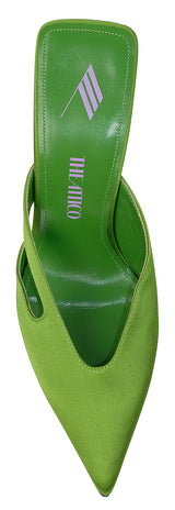The Attico Green Pointed Satin Mule
