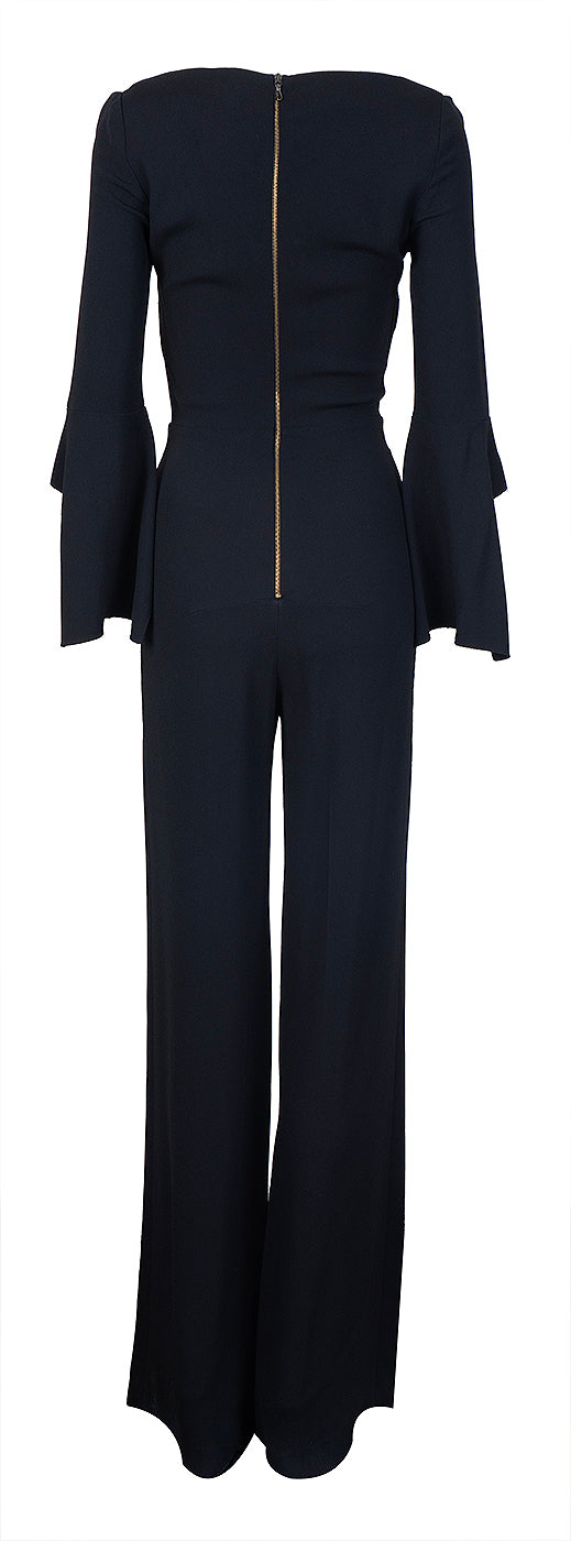 Roland Mouret Crochet-Trimmed Stretch Crepe Jumpsuit