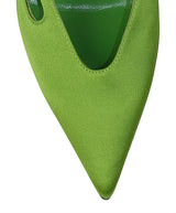 The Attico Green Pointed Satin Mule