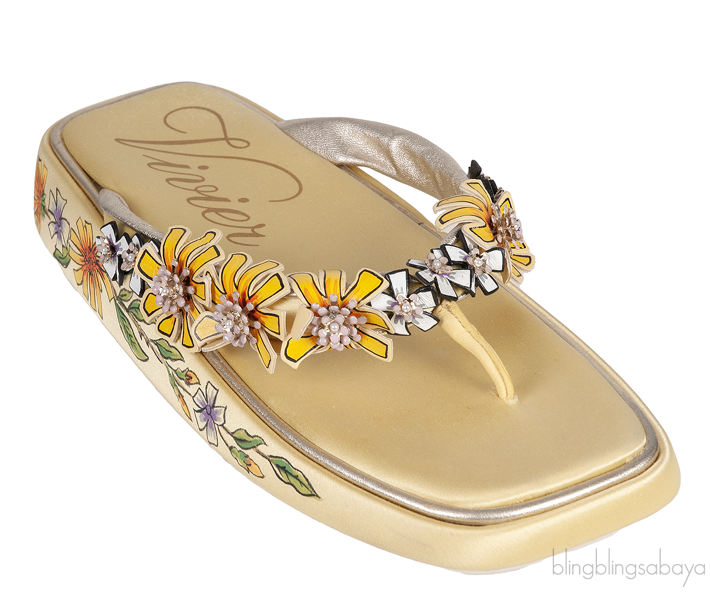 Roger Vivier Light Yellow Slide Blossom Platform Mule