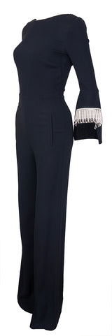 Roland Mouret Crochet-Trimmed Stretch Crepe Jumpsuit