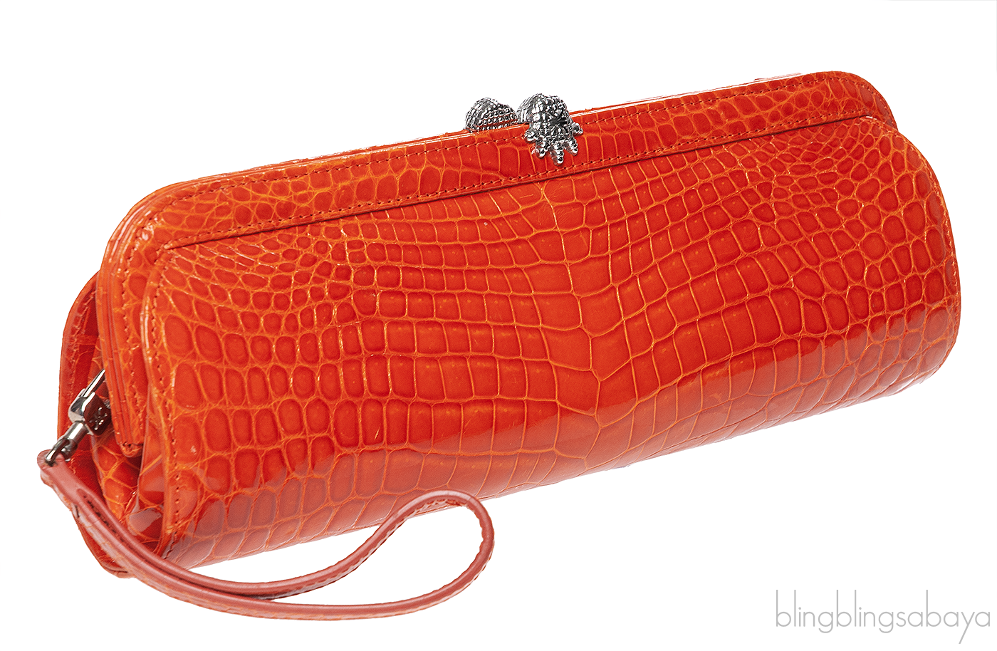 KWANPEN KP Homage Orange Trace Crocodile Long Clutch