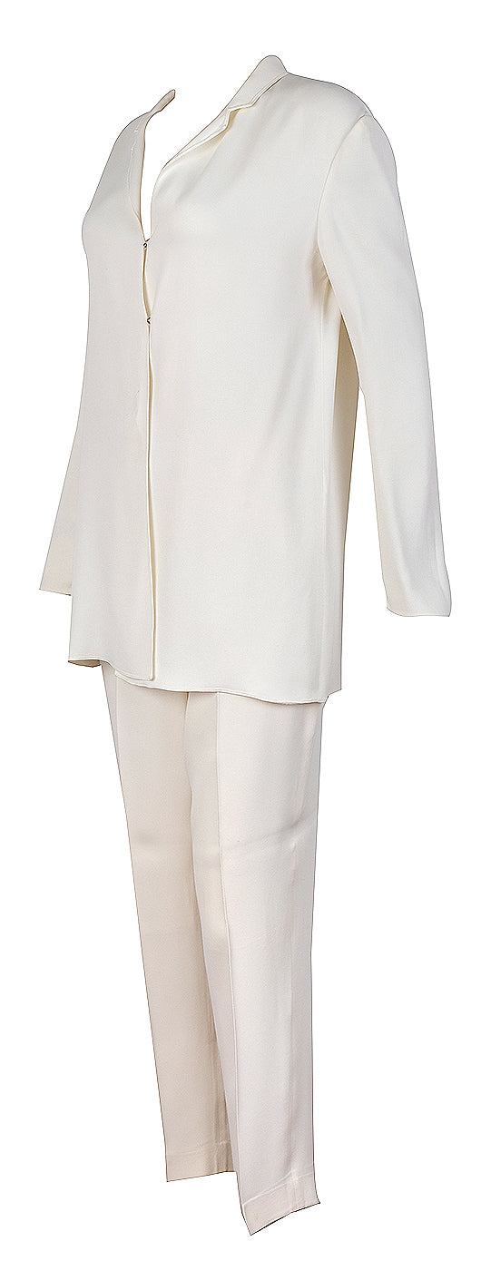 Lanvin Off-whte Long Sleeve Shirt & Belted Trouser