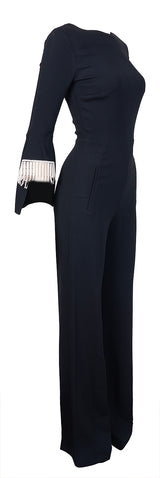 Roland Mouret Crochet-Trimmed Stretch Crepe Jumpsuit