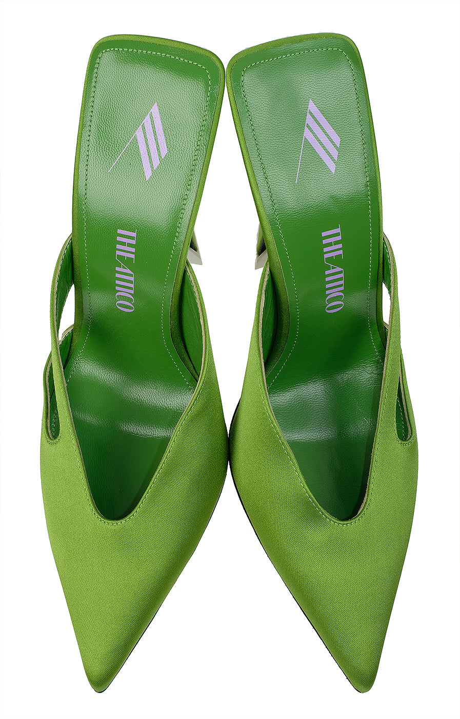 The Attico Green Pointed Satin Mule