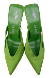The Attico Green Pointed Satin Mule